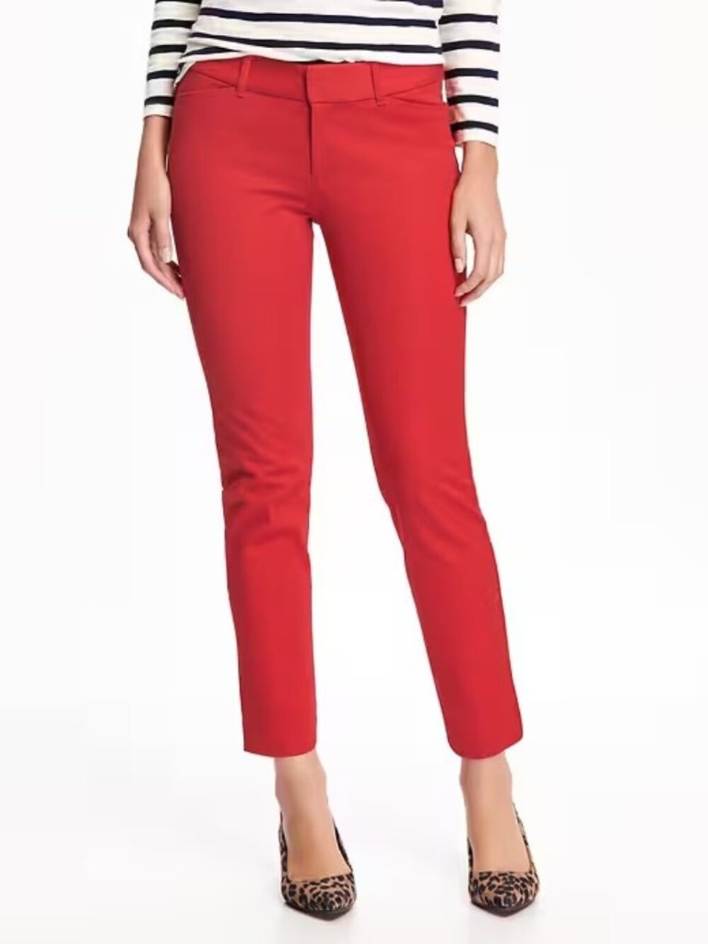 Old Navy Womens Size 2T Tall Mid Rise Pixie Ankle‎ Pants in Robbie Red Stretch